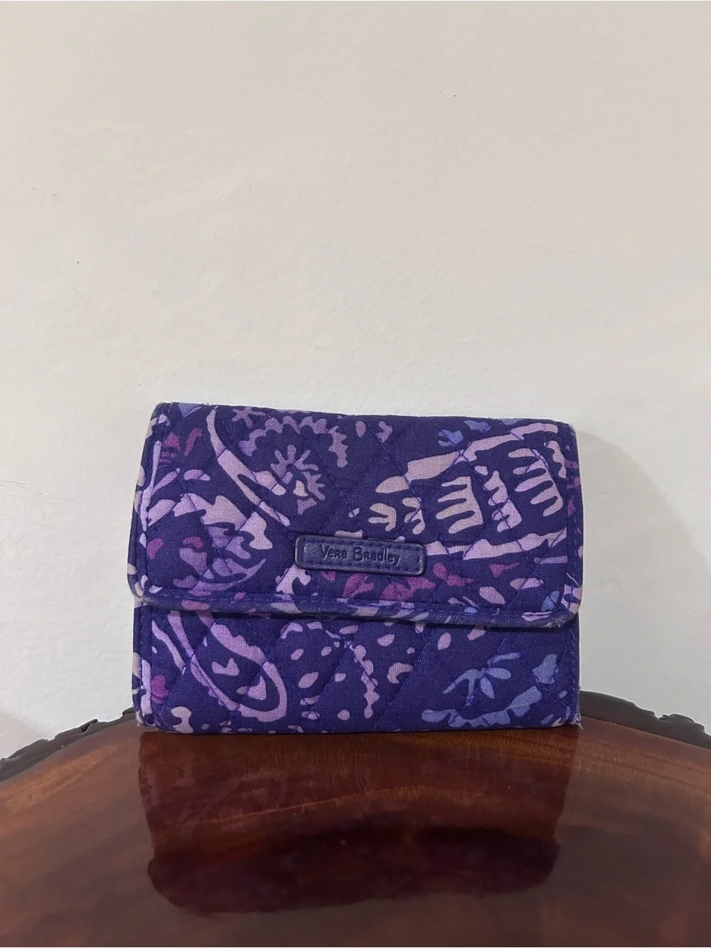 Vera Bradley Purple Quilted Floral Fold-Over Wallet